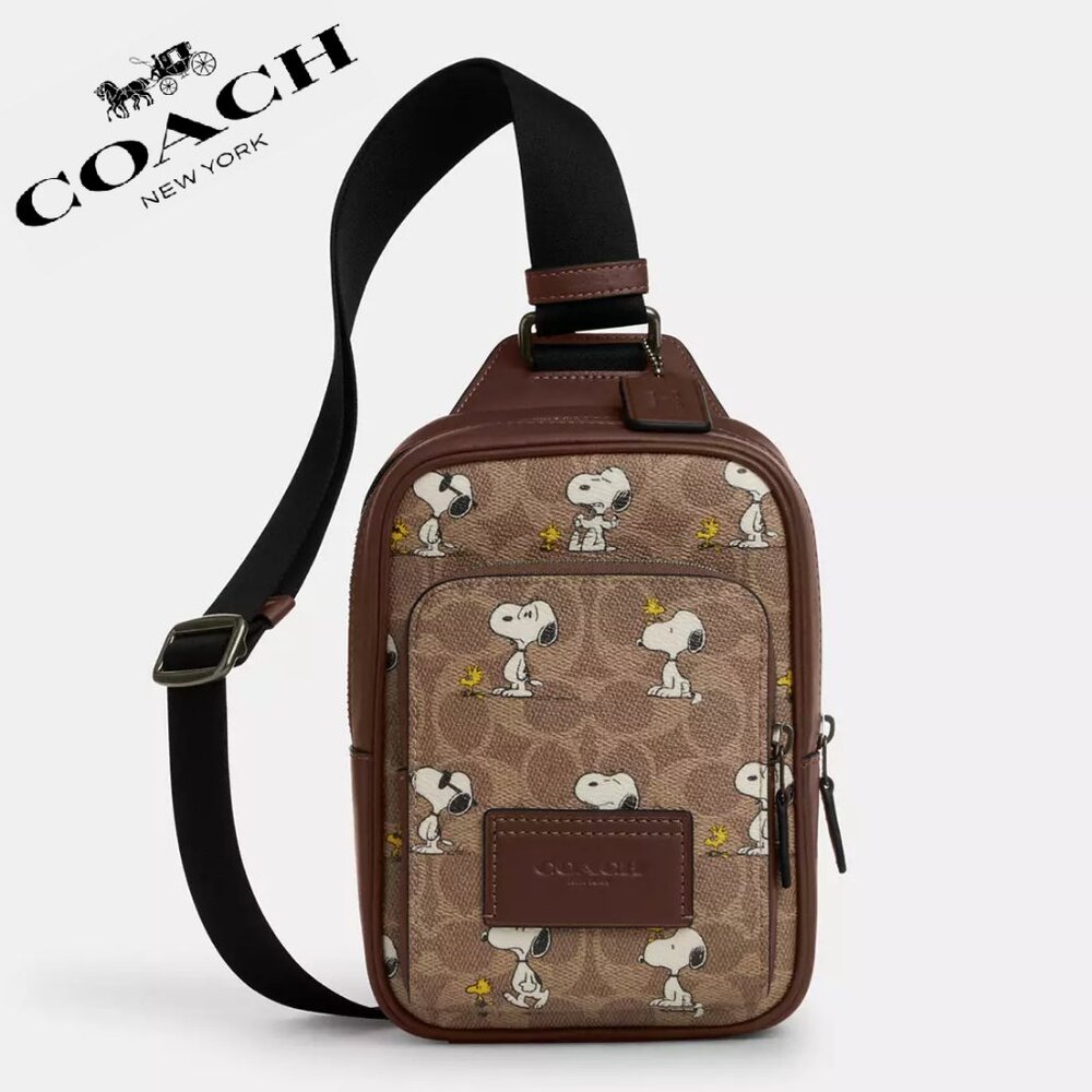 🐶 Coach X Peanuts Racer Sling Pack In Signature Canvas With Snoopy Print